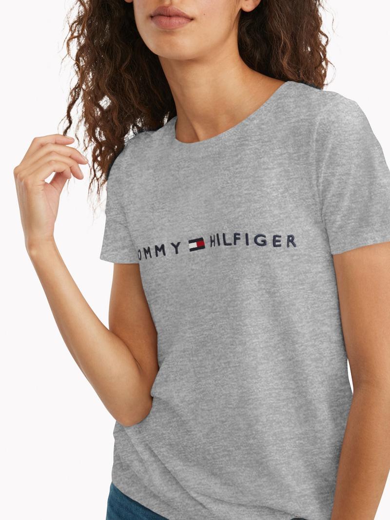 Női Tommy Hilfiger Essential Logo Póló Szürke | HU 448UZG